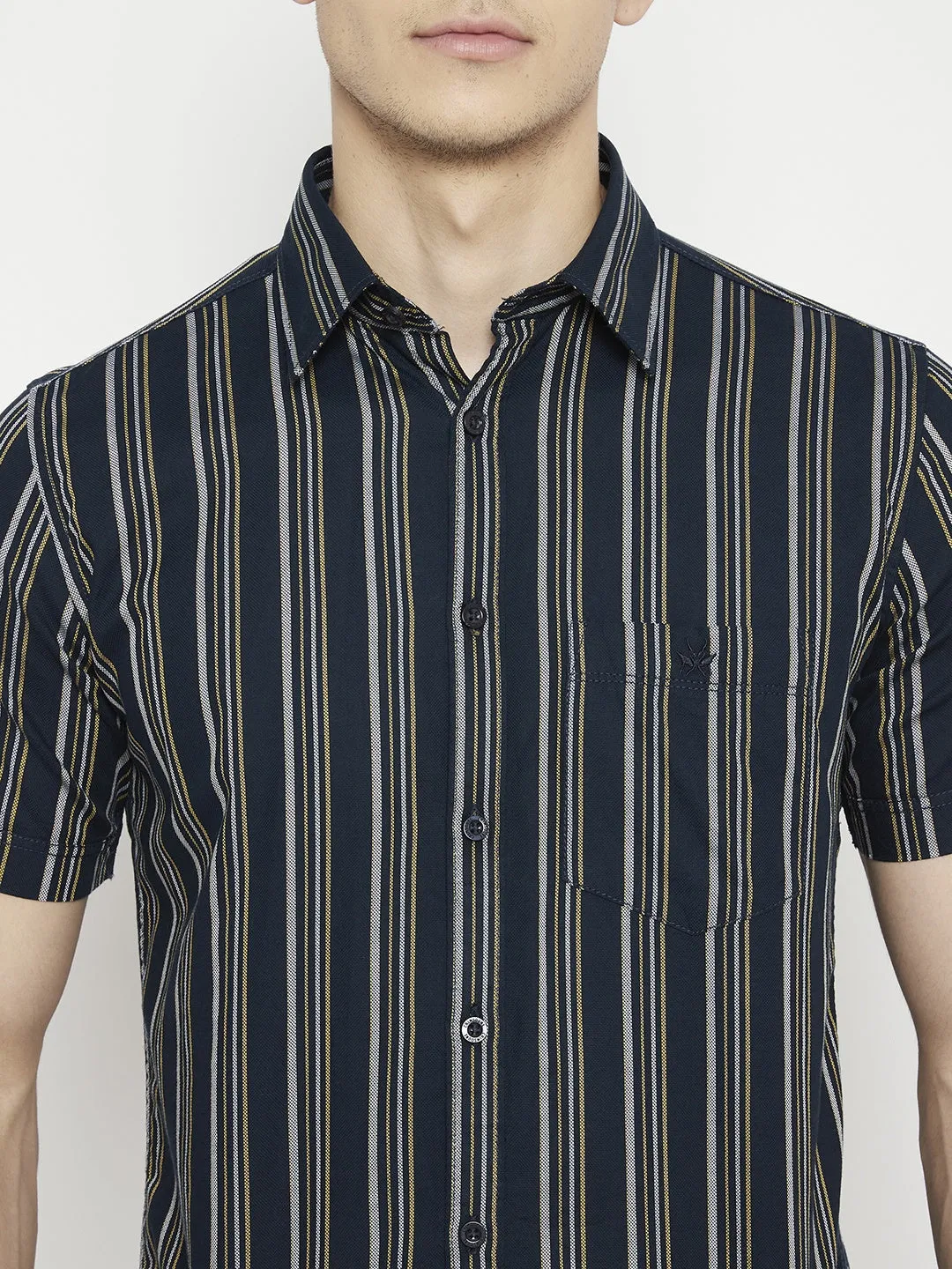 Navy Blue Striped Slim Fit shirt