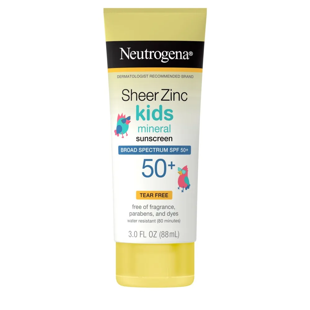 Neutrogena Sheer Zinc Kids Mineral Sunscreen Lotion Broad Spectrum SPF 50 , 3 Fl. Oz