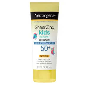 Neutrogena Sheer Zinc Kids Mineral Sunscreen Lotion Broad Spectrum SPF 50 , 3 Fl. Oz