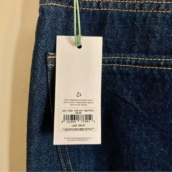 NEW American Eagle AE77 Crop Flare 6 Month Wear Dark Wash Mid Rise Jeans Size 26