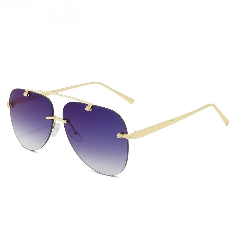 New Fashion Metal Sunglasses Frameless Gradual change frog mirror