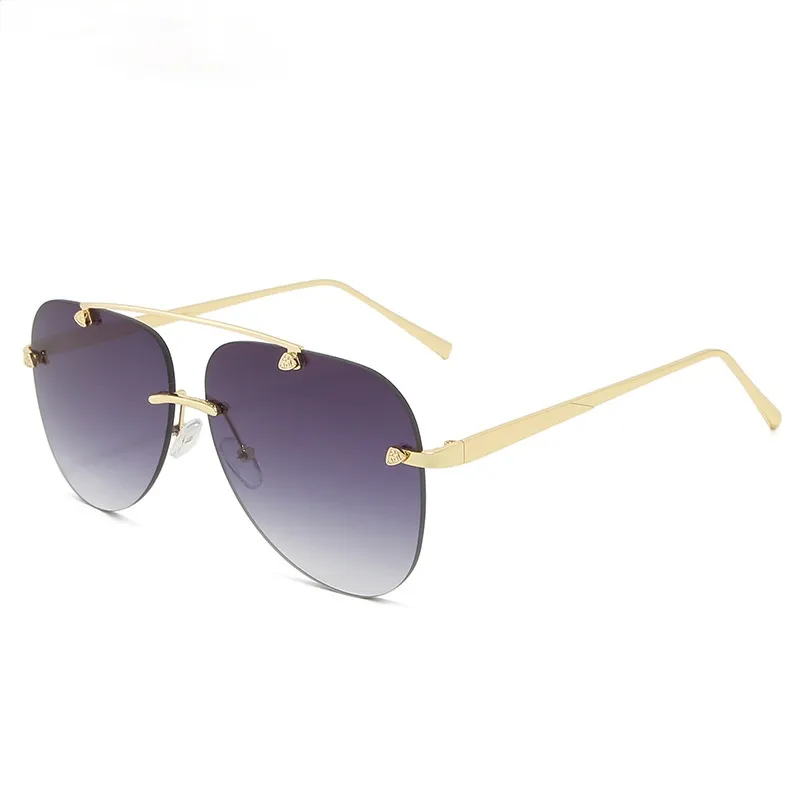 New Fashion Metal Sunglasses Frameless Gradual change frog mirror