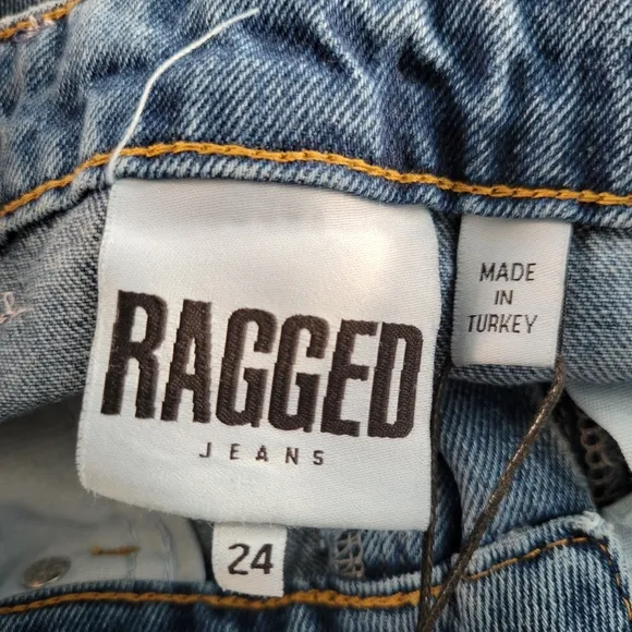 NEW Ragged Priest Release Low Rise Baggy Y2K Denim Jeans Mid Blue 24