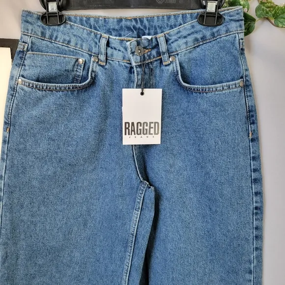 NEW Ragged Priest Release Low Rise Baggy Y2K Denim Jeans Mid Blue 24