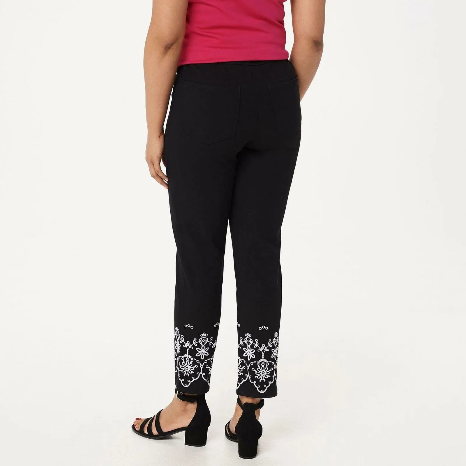 NWT Isaac Mizrahi Live! Petite 24/7 Embroidered Ankle Pants. A352289 4P
