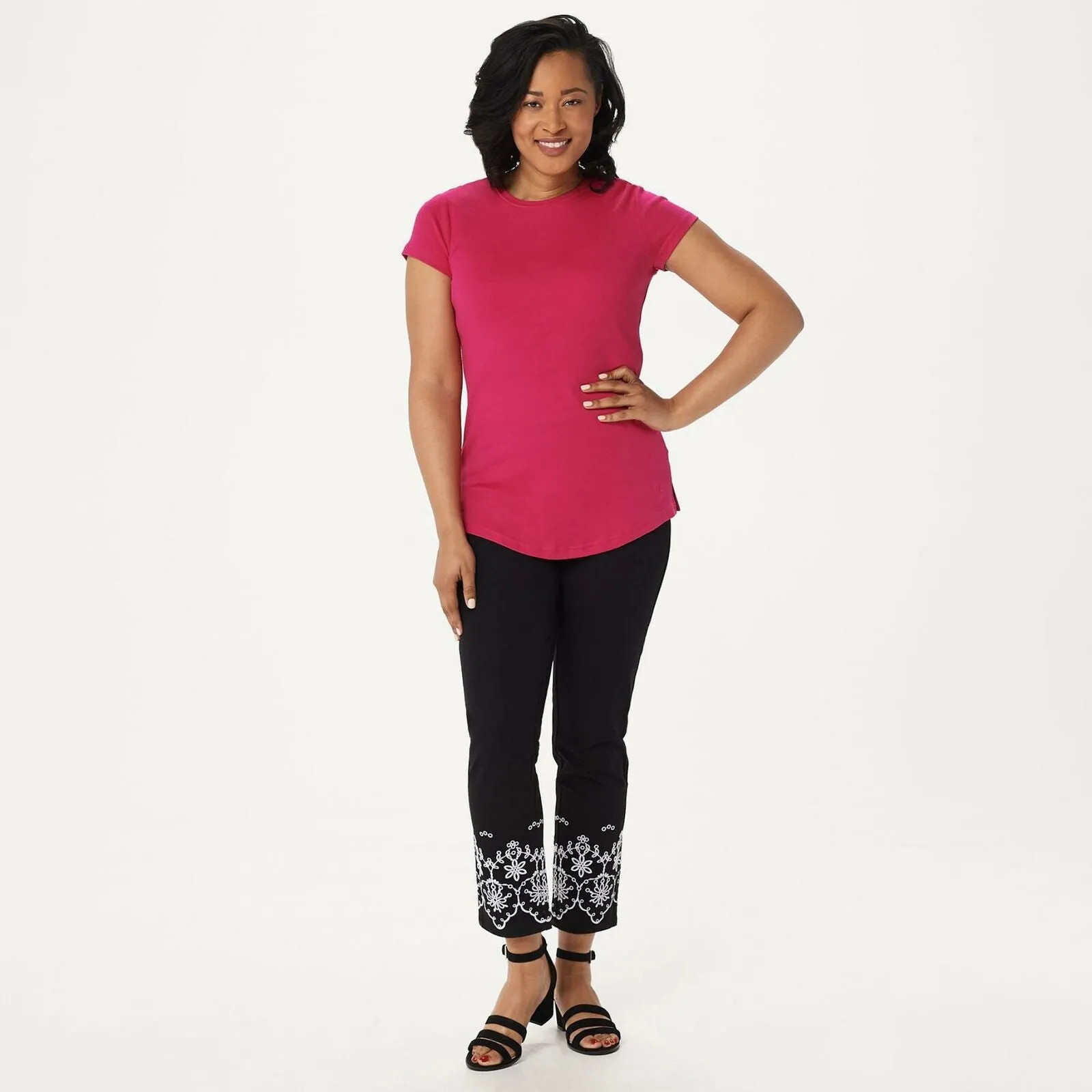NWT Isaac Mizrahi Live! Petite 24/7 Embroidered Ankle Pants. A352289 4P