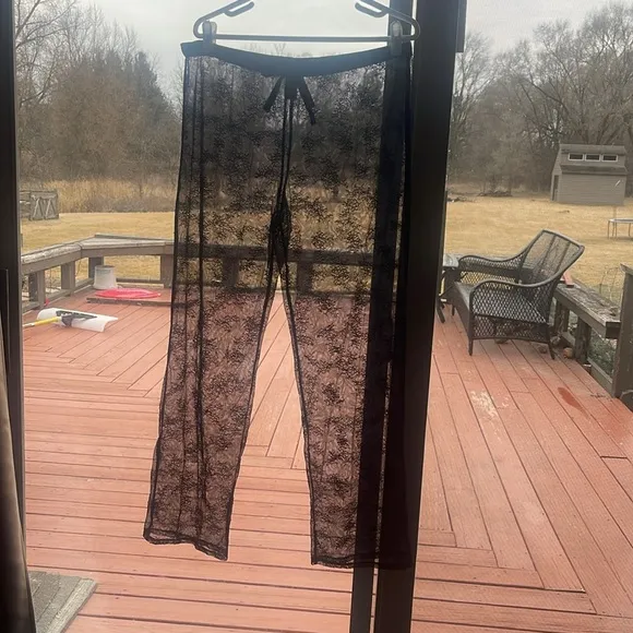 NWT Victoria's Secret VS Pants Black Lace lounge pants Size Large
