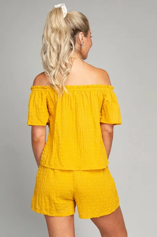 Off Shoulder Top & Shorts Pants Set