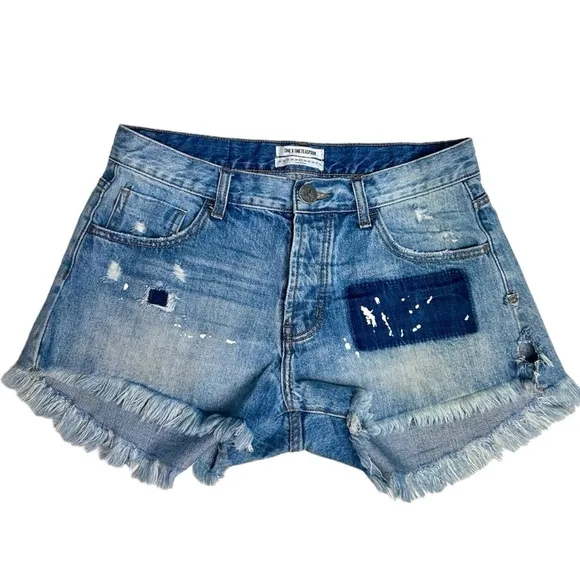 One Teaspoon Bandits Distressed Denim Shorts, Size 27
