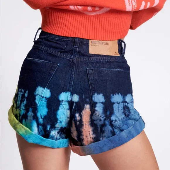 ONE TEASPOON PAINT DIP BANDIT HW DENIM SHORTS