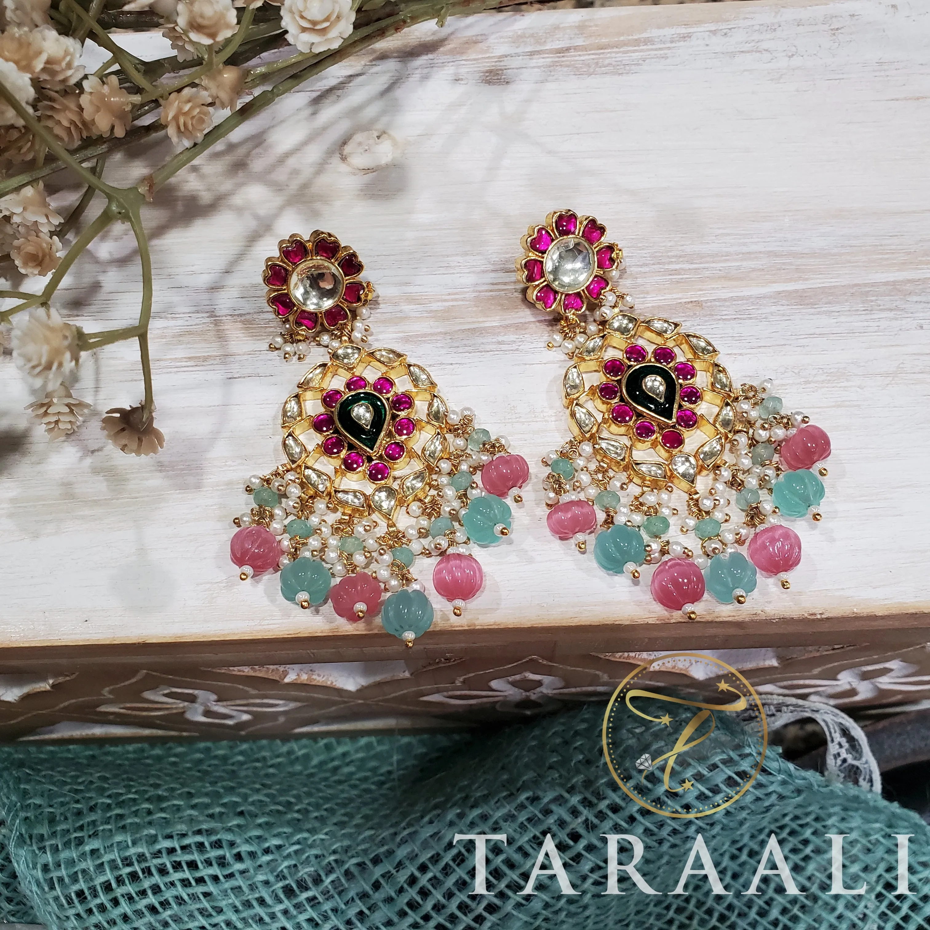 Pachi Kundan Chandbalis With Gold Plating