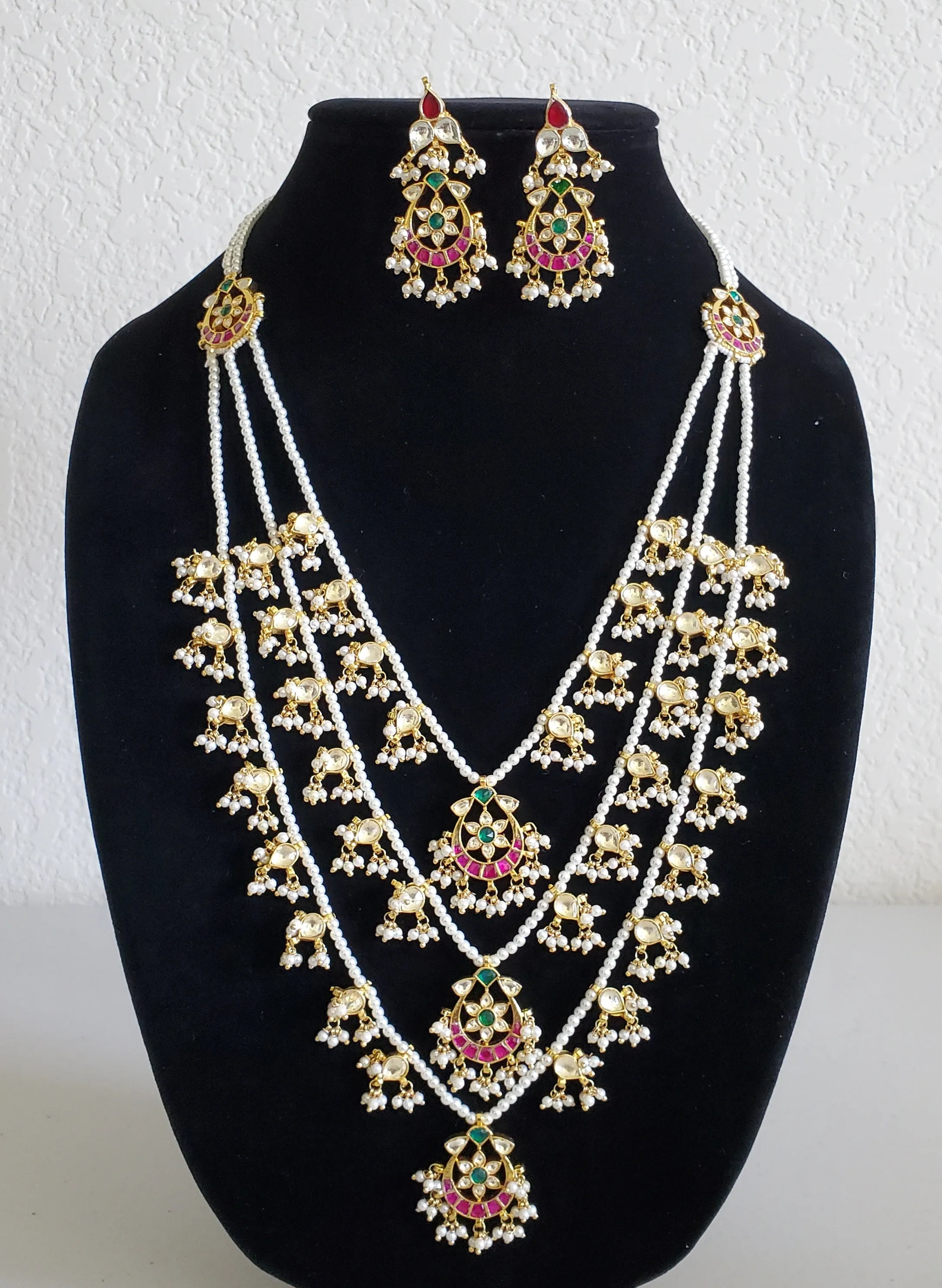 Pachi Kundan Teenlada With Gold Plating