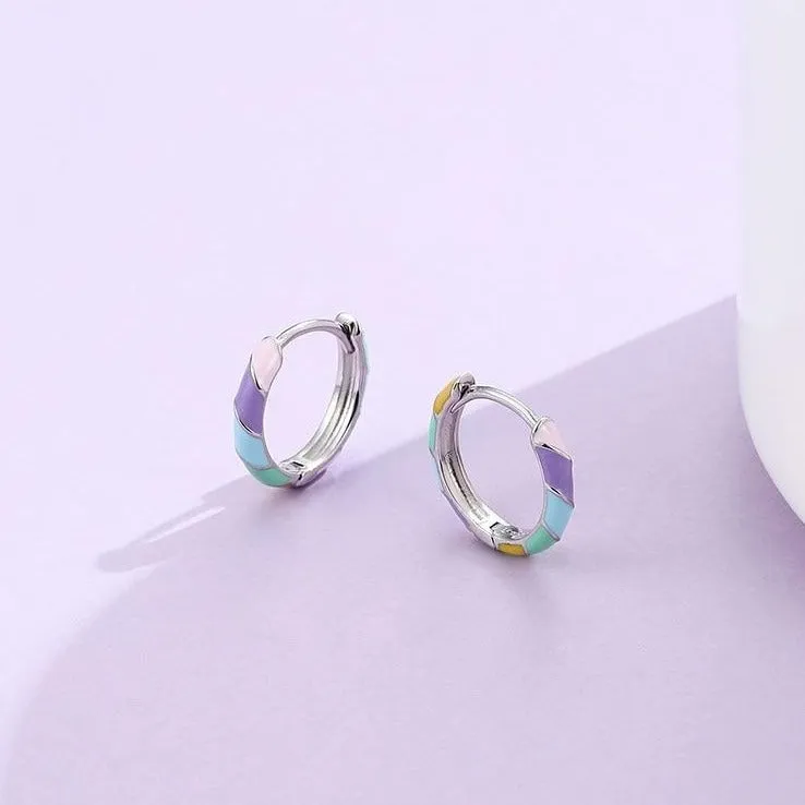 Pastel Rainbow Hoop Earrings