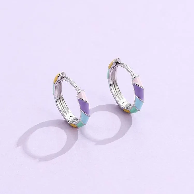 Pastel Rainbow Hoop Earrings
