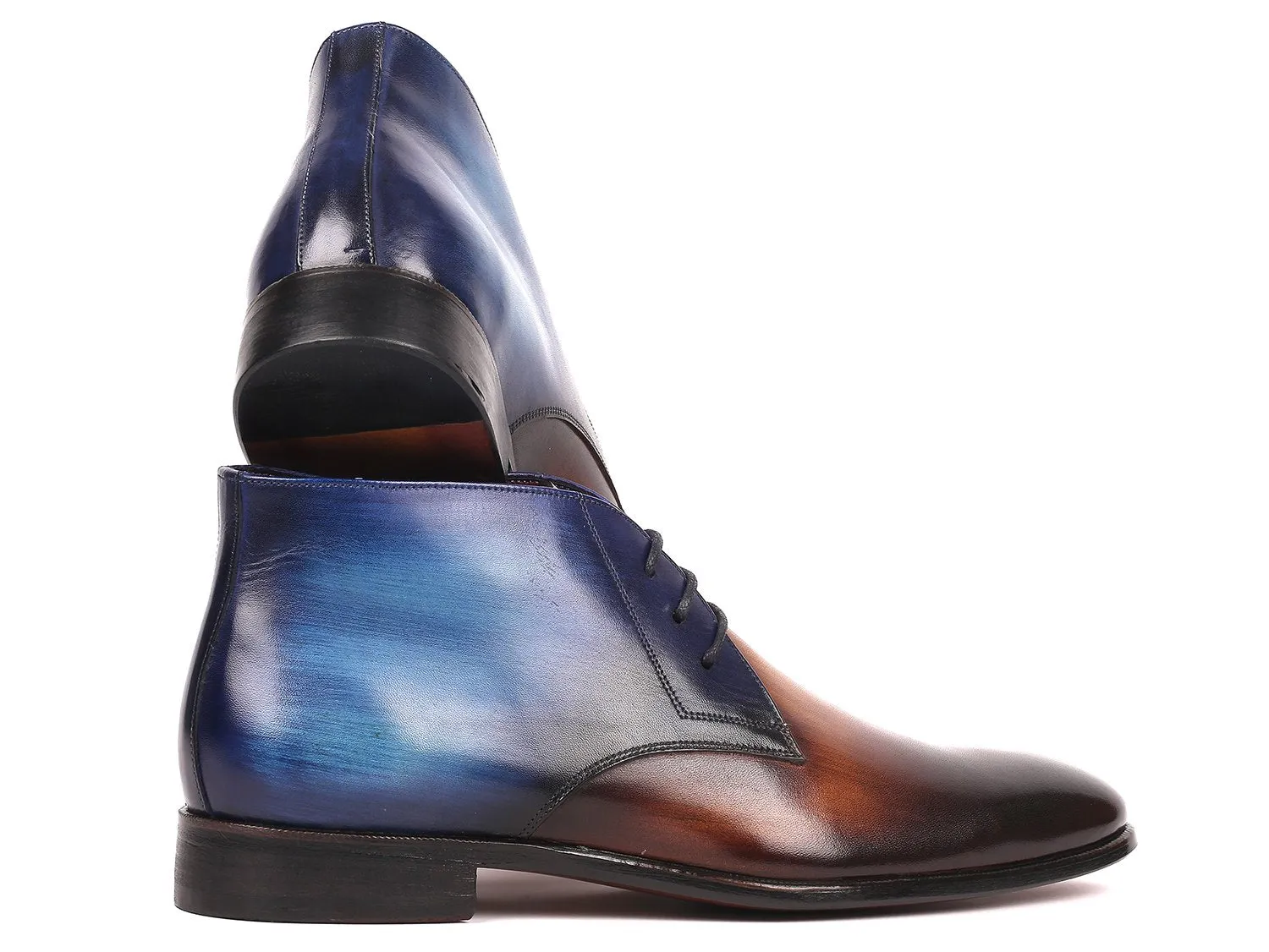 Paul Parkman Men's Calfskin Chukka Boots in Brown & Blue