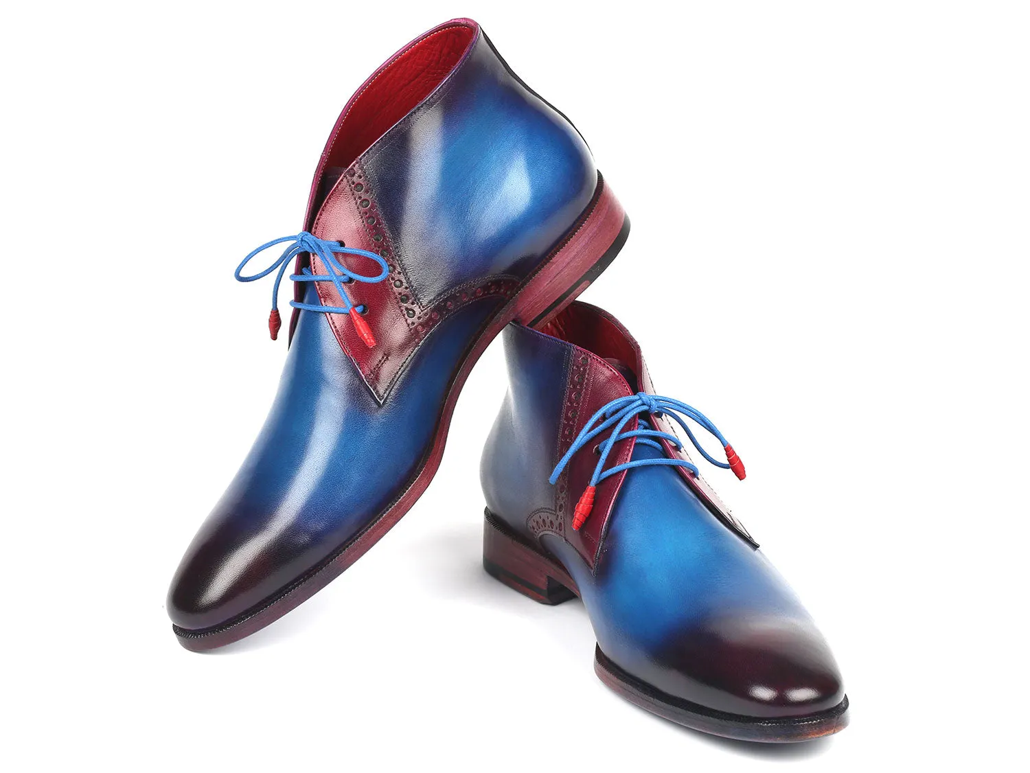 Paul Parkman Men's Leather Chukka Boots in Blue & Purple