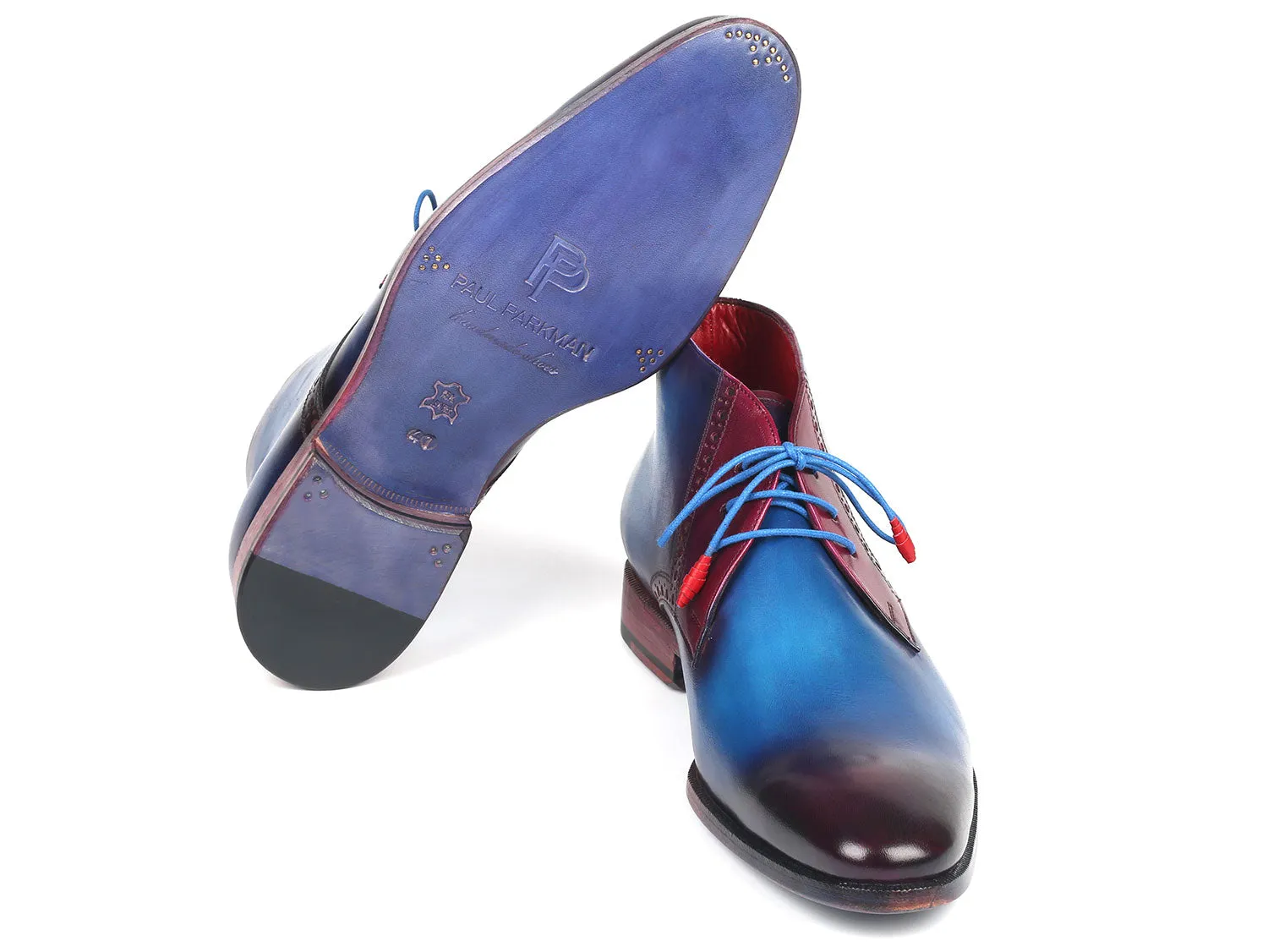 Paul Parkman Men's Leather Chukka Boots in Blue & Purple