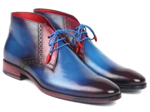 Paul Parkman Men's Leather Chukka Boots in Blue & Purple