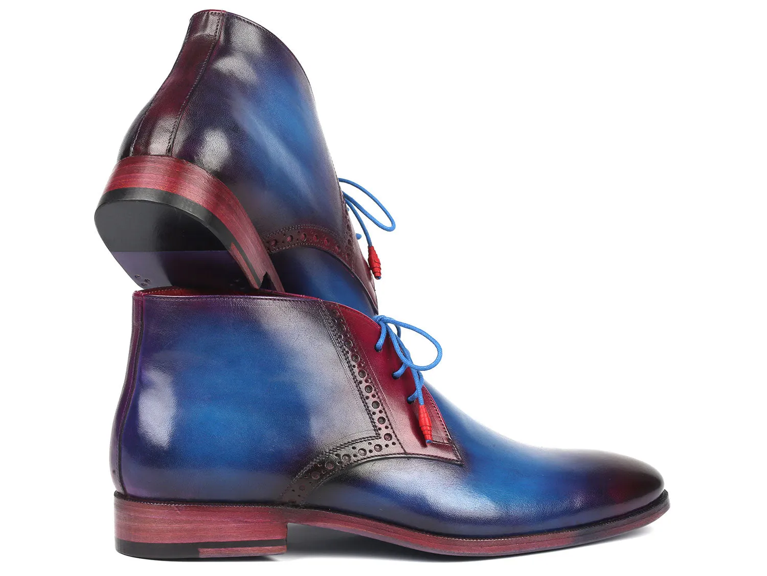 Paul Parkman Men's Leather Chukka Boots in Blue & Purple