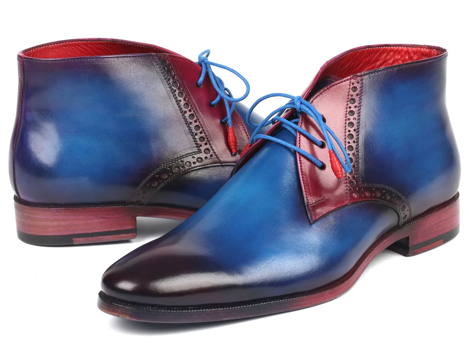 Paul Parkman Men's Leather Chukka Boots in Blue & Purple
