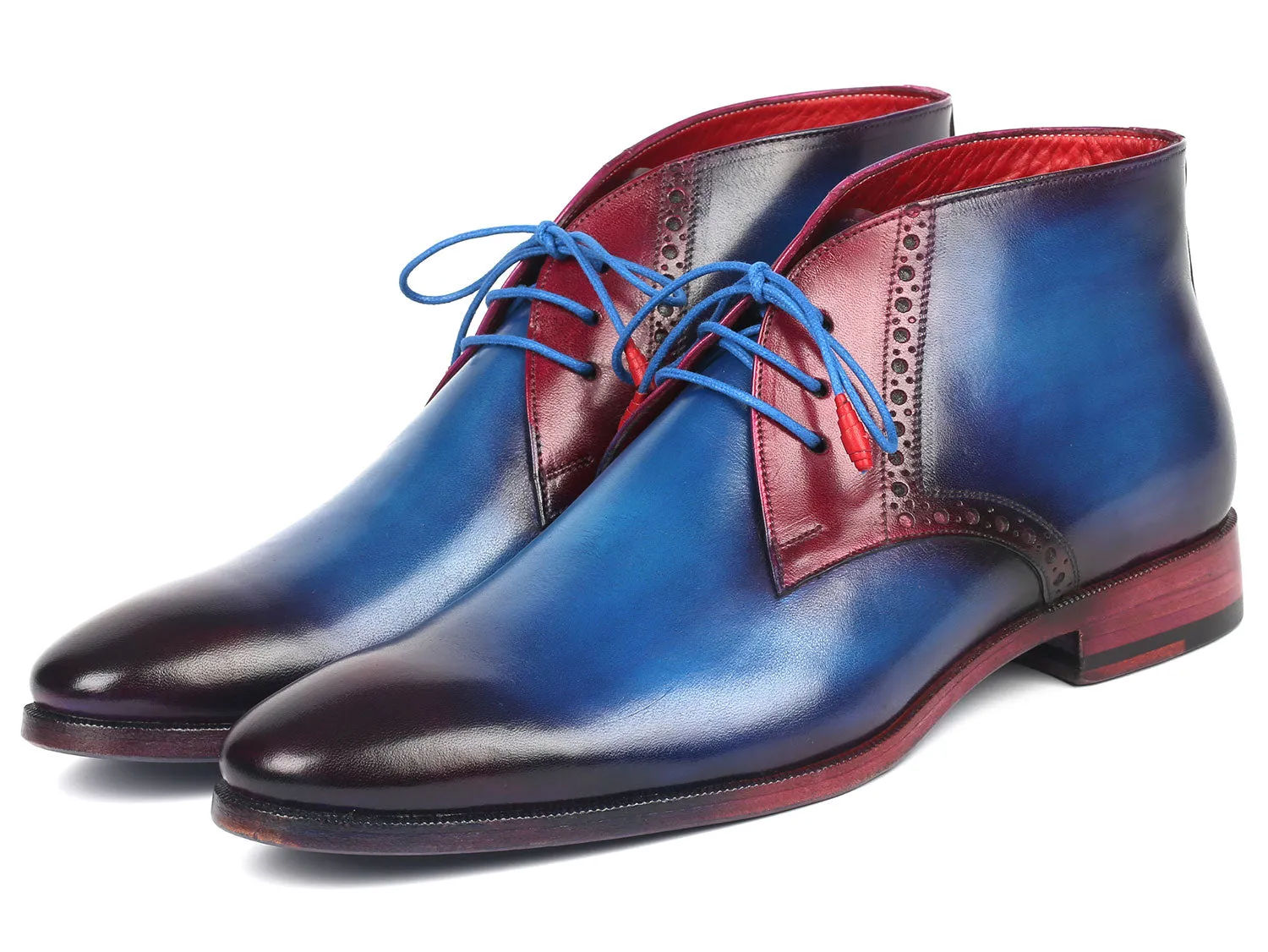 Paul Parkman Men's Leather Chukka Boots in Blue & Purple