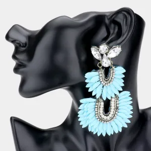 Pearl and Turquoise Stone Fun Fashion Earrings | Aqua Fun Fashion Earrings |  527495