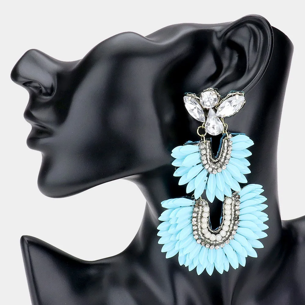 Pearl and Turquoise Stone Fun Fashion Earrings | Aqua Fun Fashion Earrings |  527495