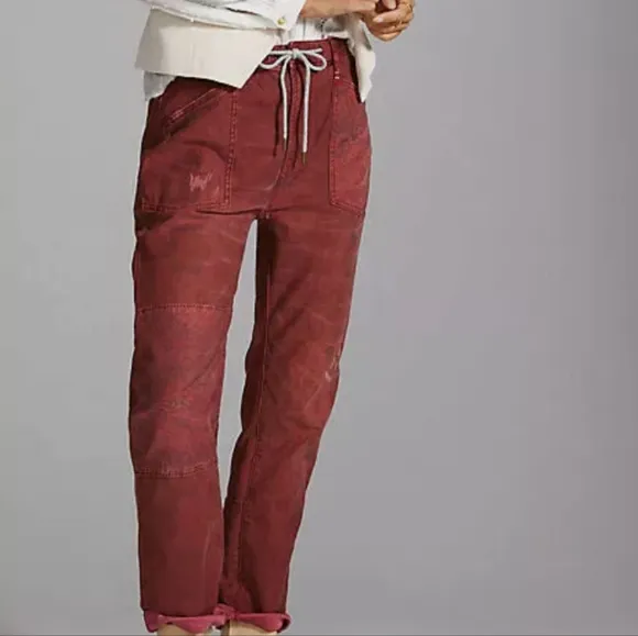 Pilcro Anthropologie The Trailblazer Maroon Patchwork Pants Women's Size Medium