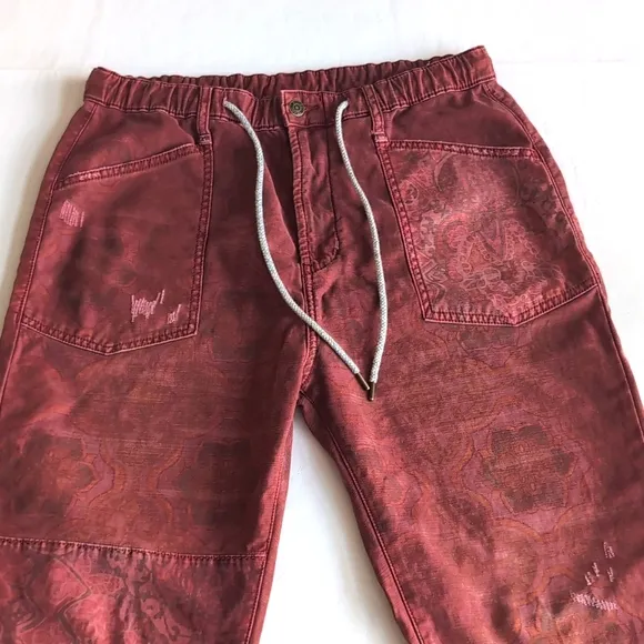 Pilcro Anthropologie The Trailblazer Maroon Patchwork Pants Women's Size Medium