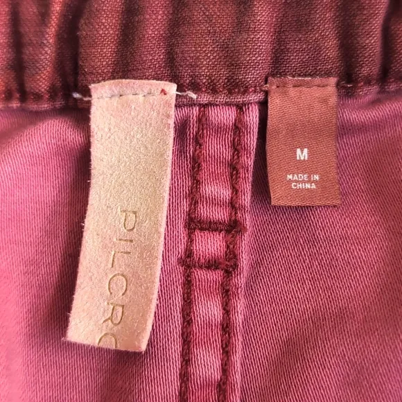Pilcro Anthropologie The Trailblazer Maroon Patchwork Pants Women's Size Medium