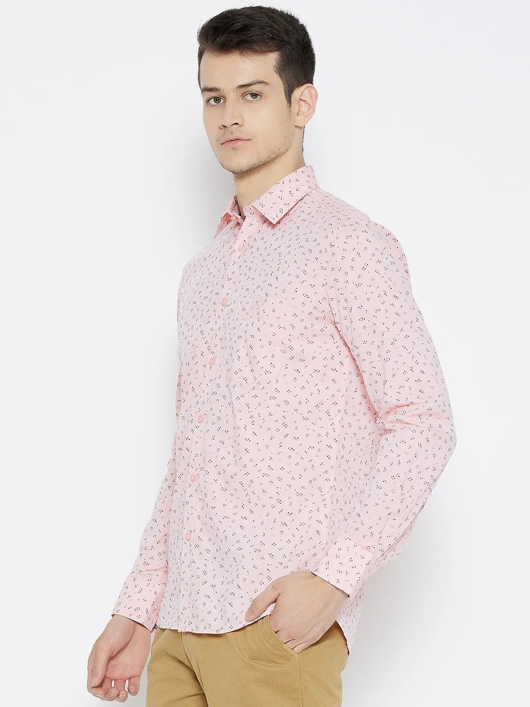 Pink Printed Slim Fit shirt