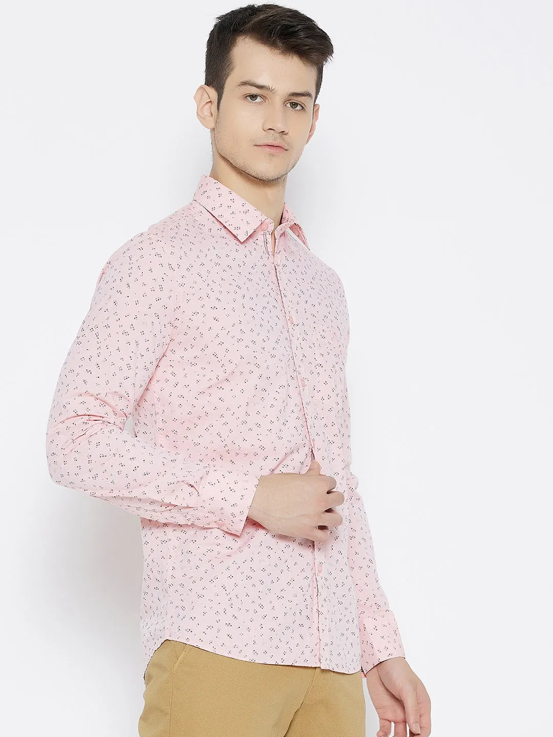 Pink Printed Slim Fit shirt