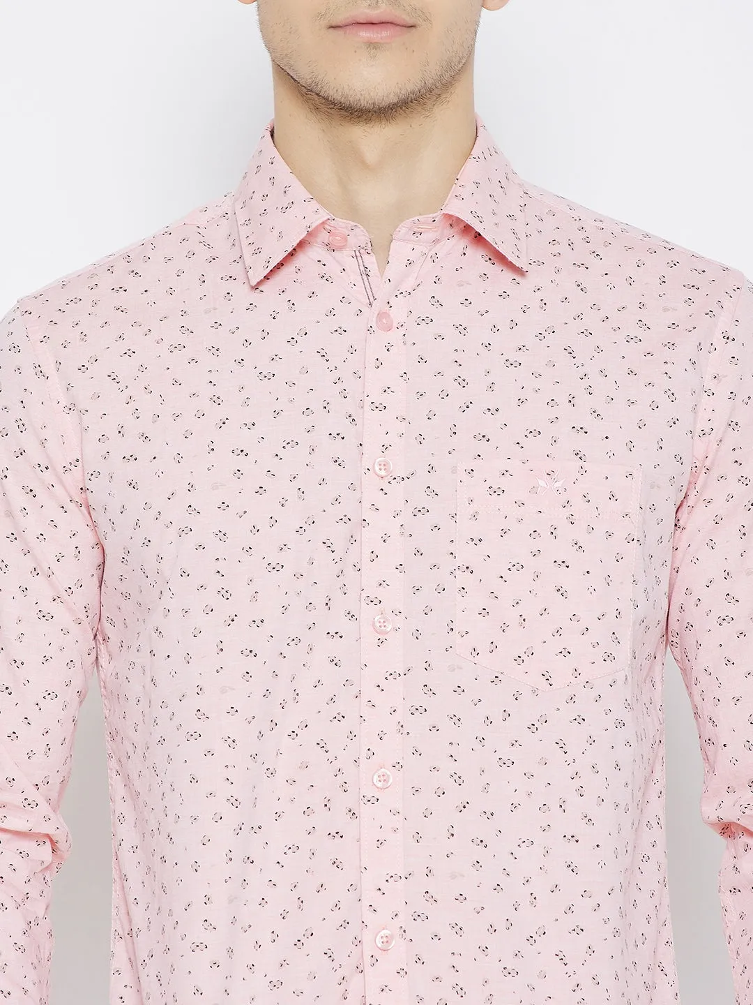 Pink Printed Slim Fit shirt