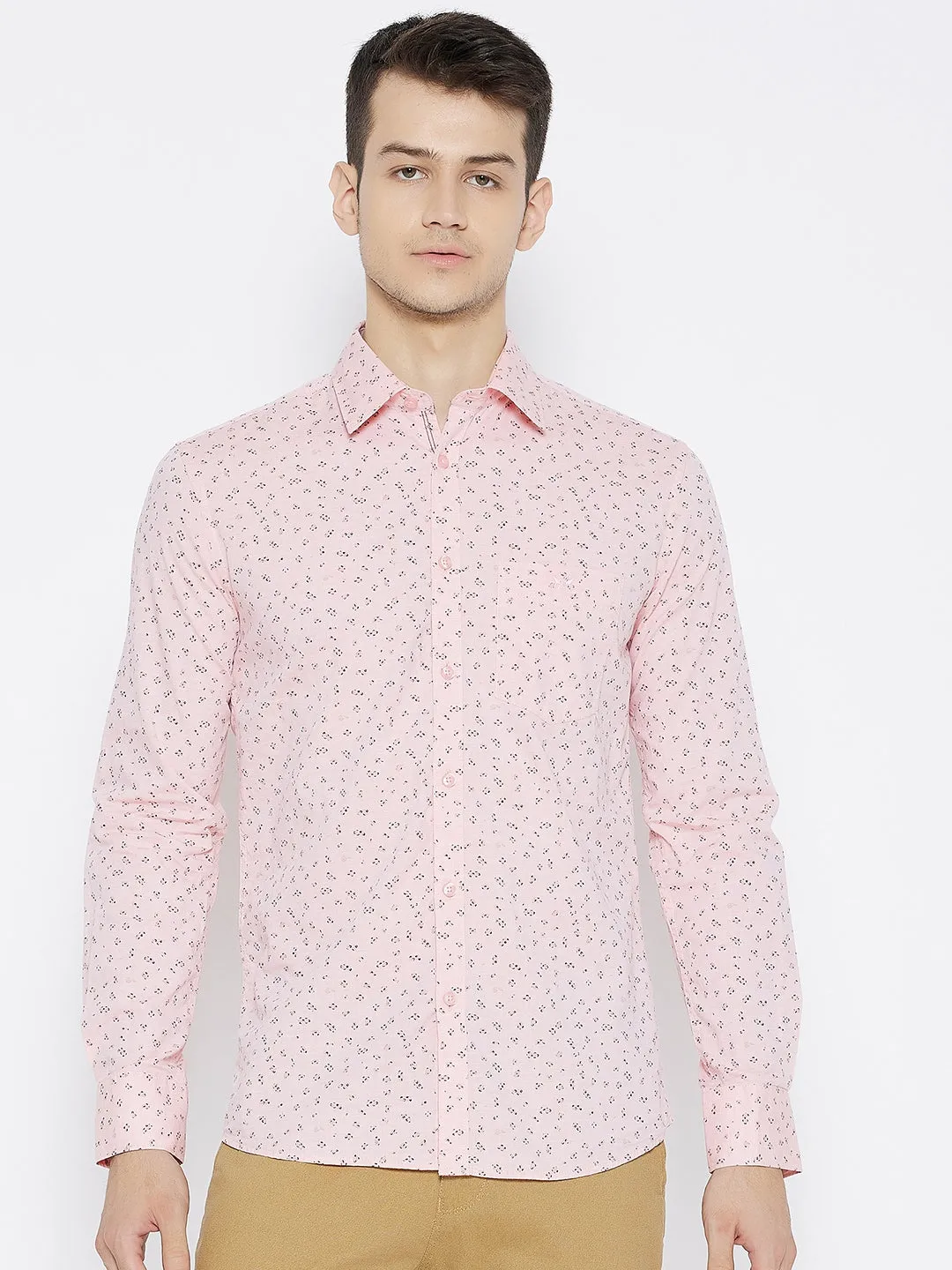 Pink Printed Slim Fit shirt