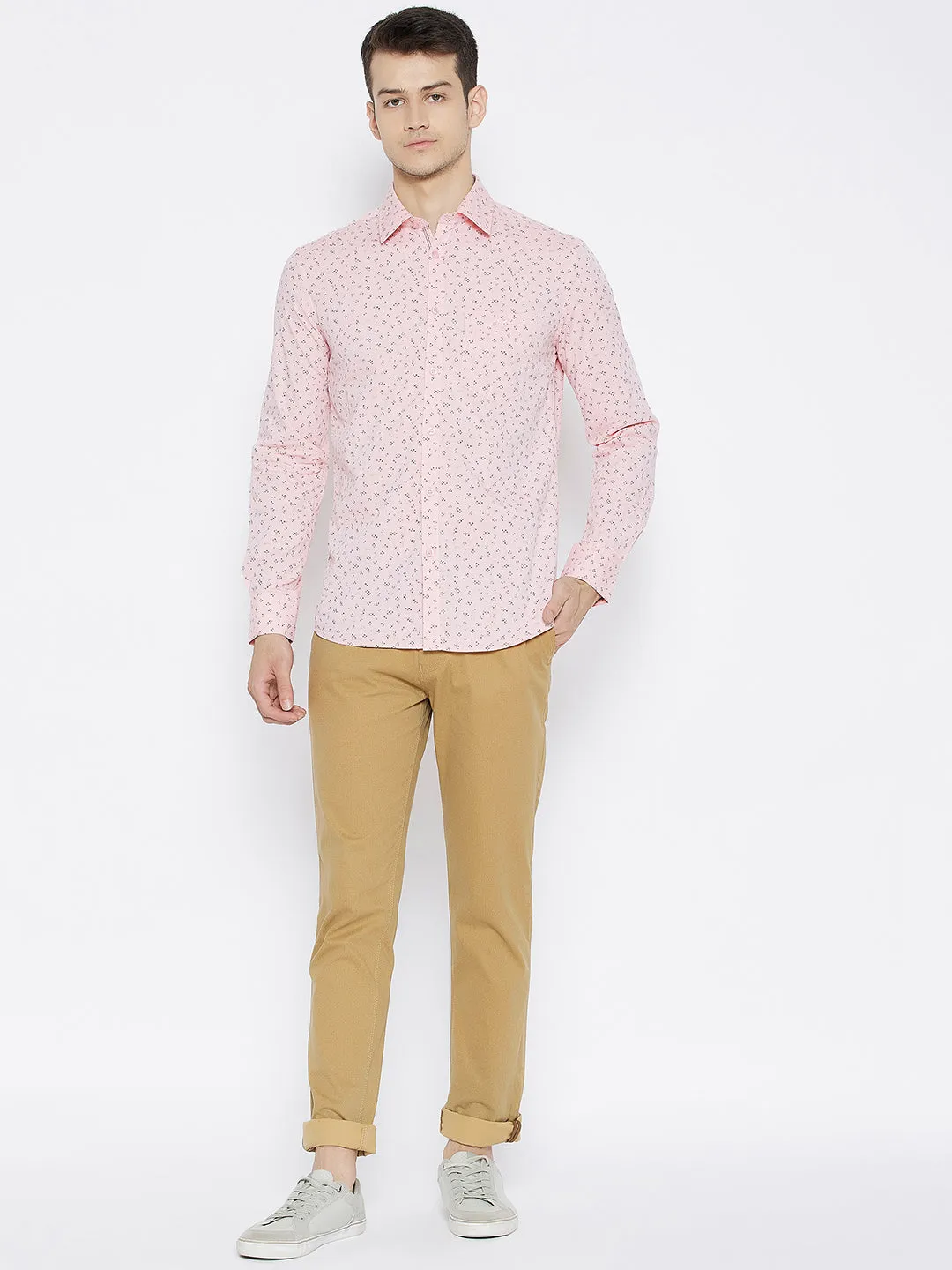 Pink Printed Slim Fit shirt