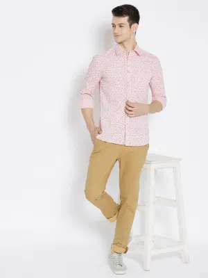 Pink Printed Slim Fit shirt