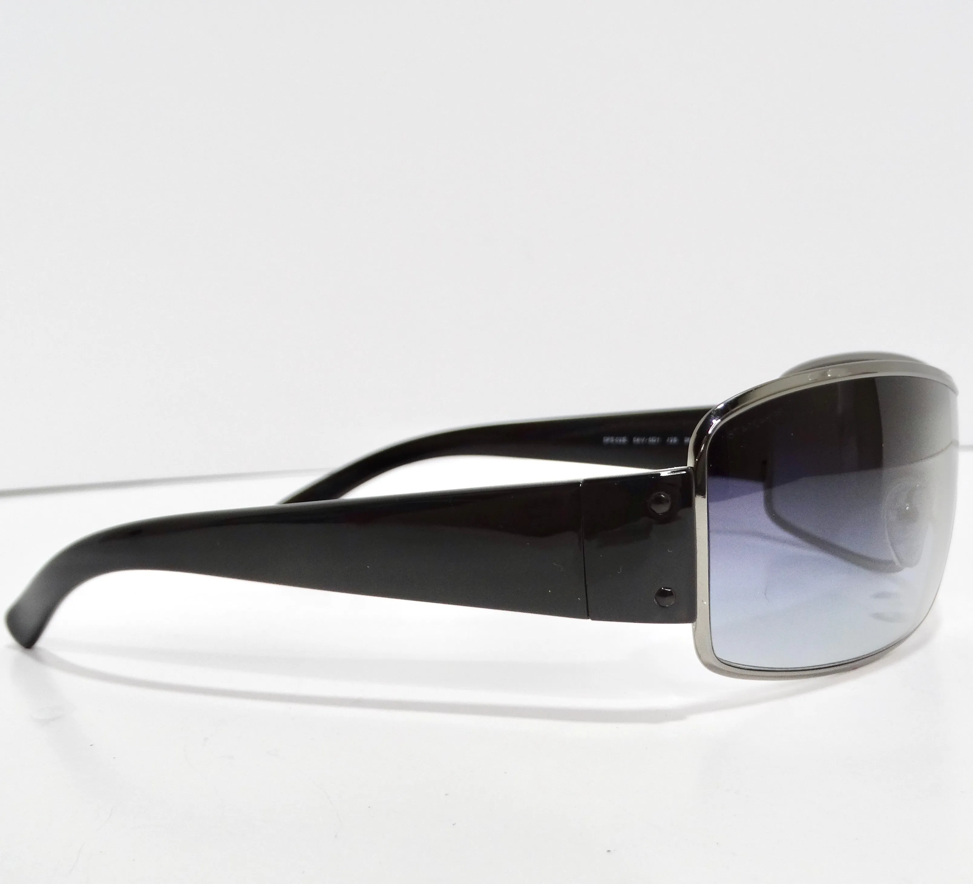 Prada 1990s Silver Tone Shield Sunglasses