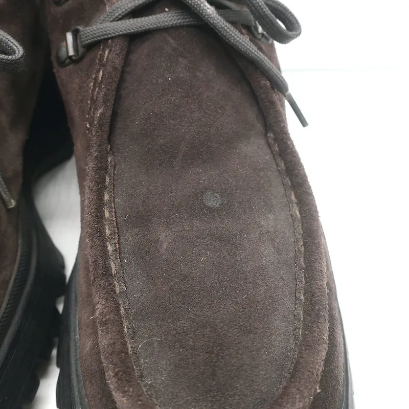 Prada Tyrolean Brixxen Lace-Up Hiking Boots Dark Brown Suede Size 8.5