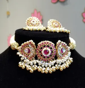 Premium Pearl Choker Kundan Set