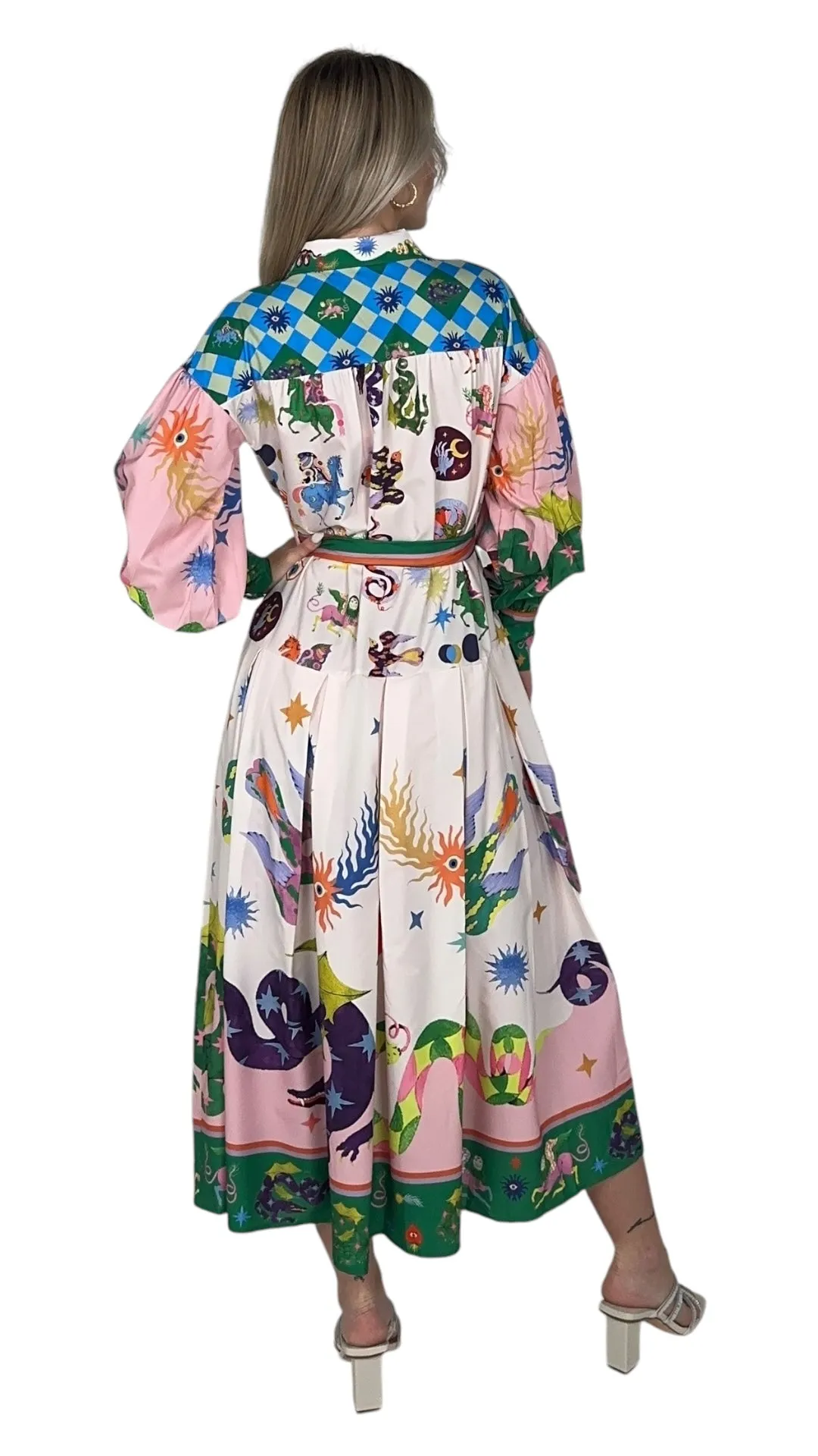 Printed Bell Sleeve Midi Dress