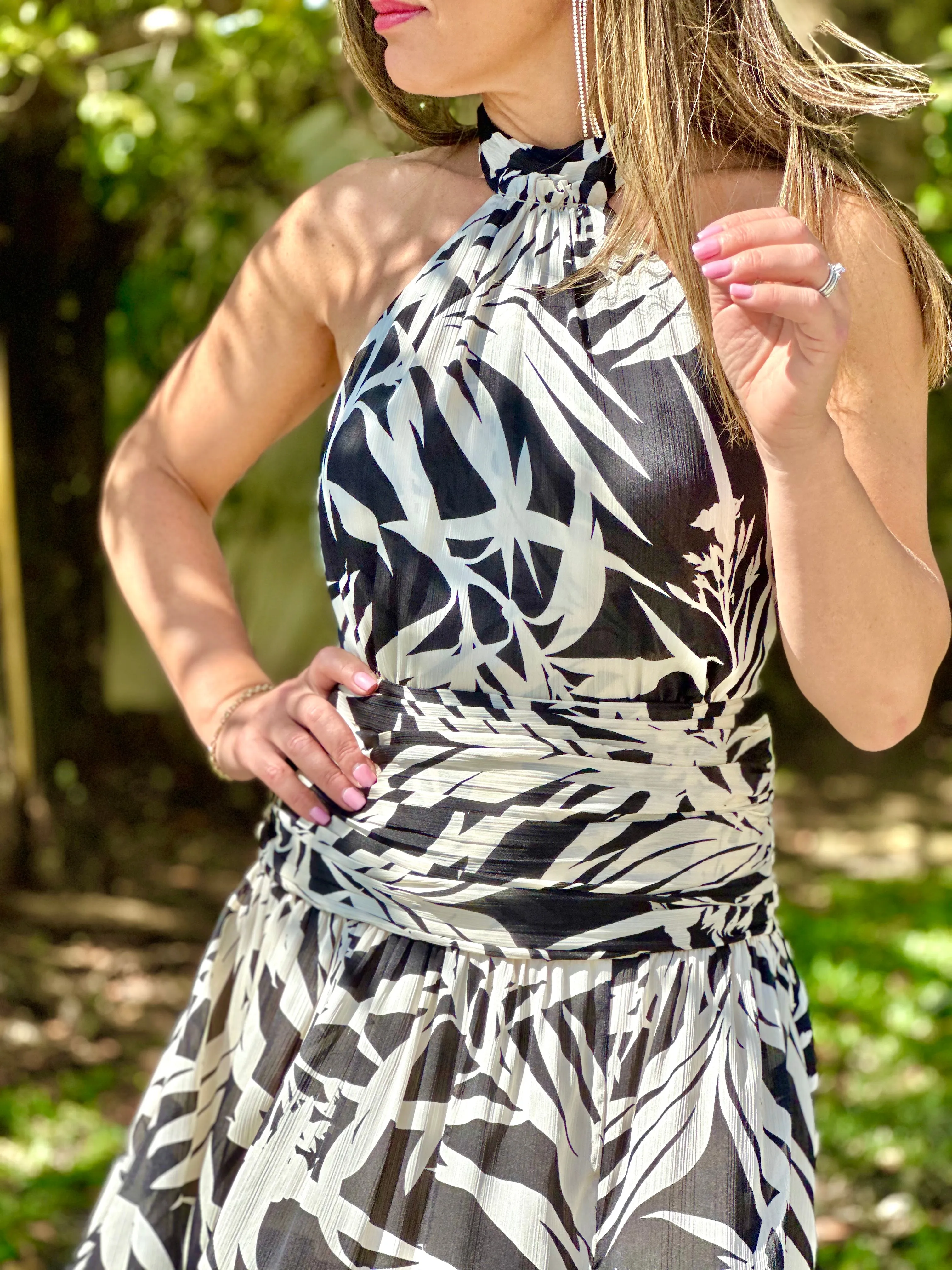 "Hollie" Palms Print Hater Maxi Dress