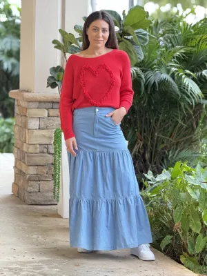 "Sussie"  High Waisted Denim Skirt