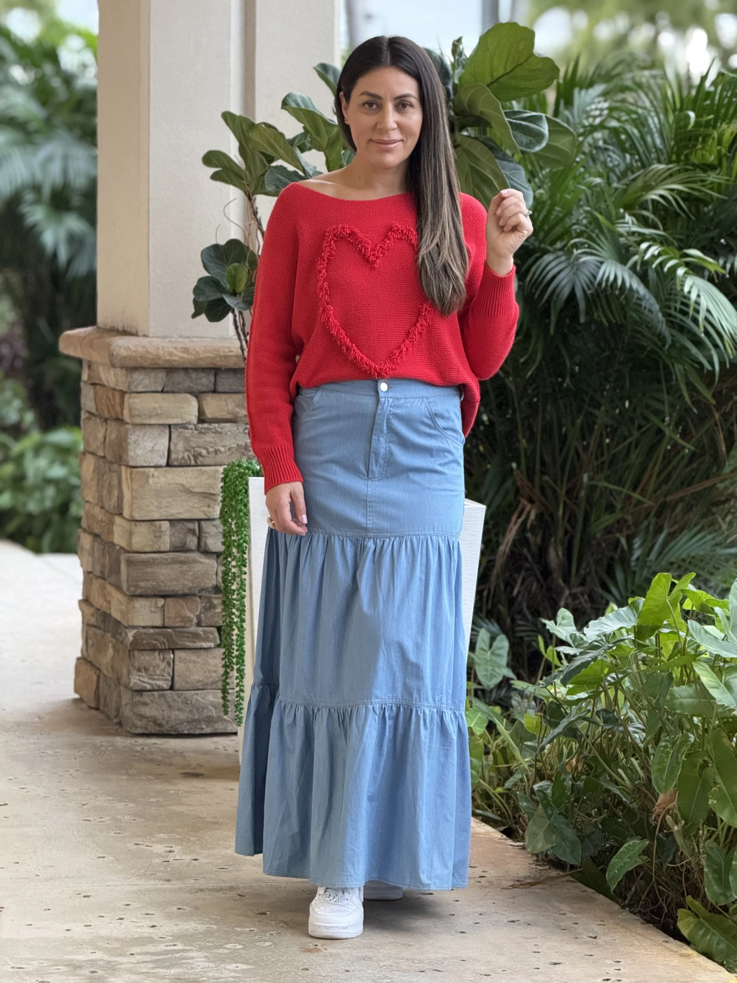 "Sussie"  High Waisted Denim Skirt