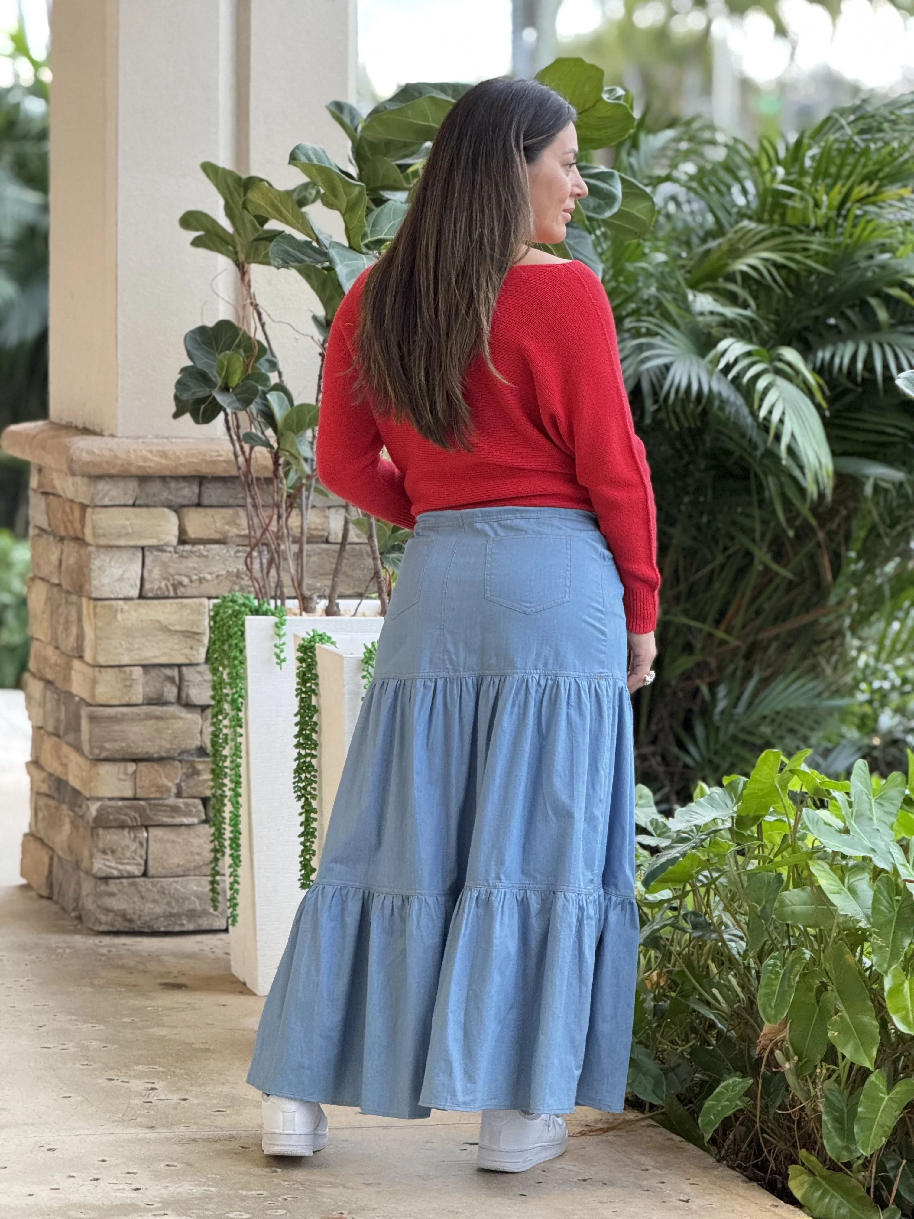 "Sussie"  High Waisted Denim Skirt