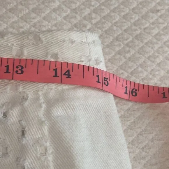 Rebecca Taylor Distressed  Punched Denim White Mini Skirt Size 4
