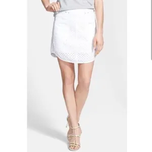 Rebecca Taylor Distressed  Punched Denim White Mini Skirt Size 4