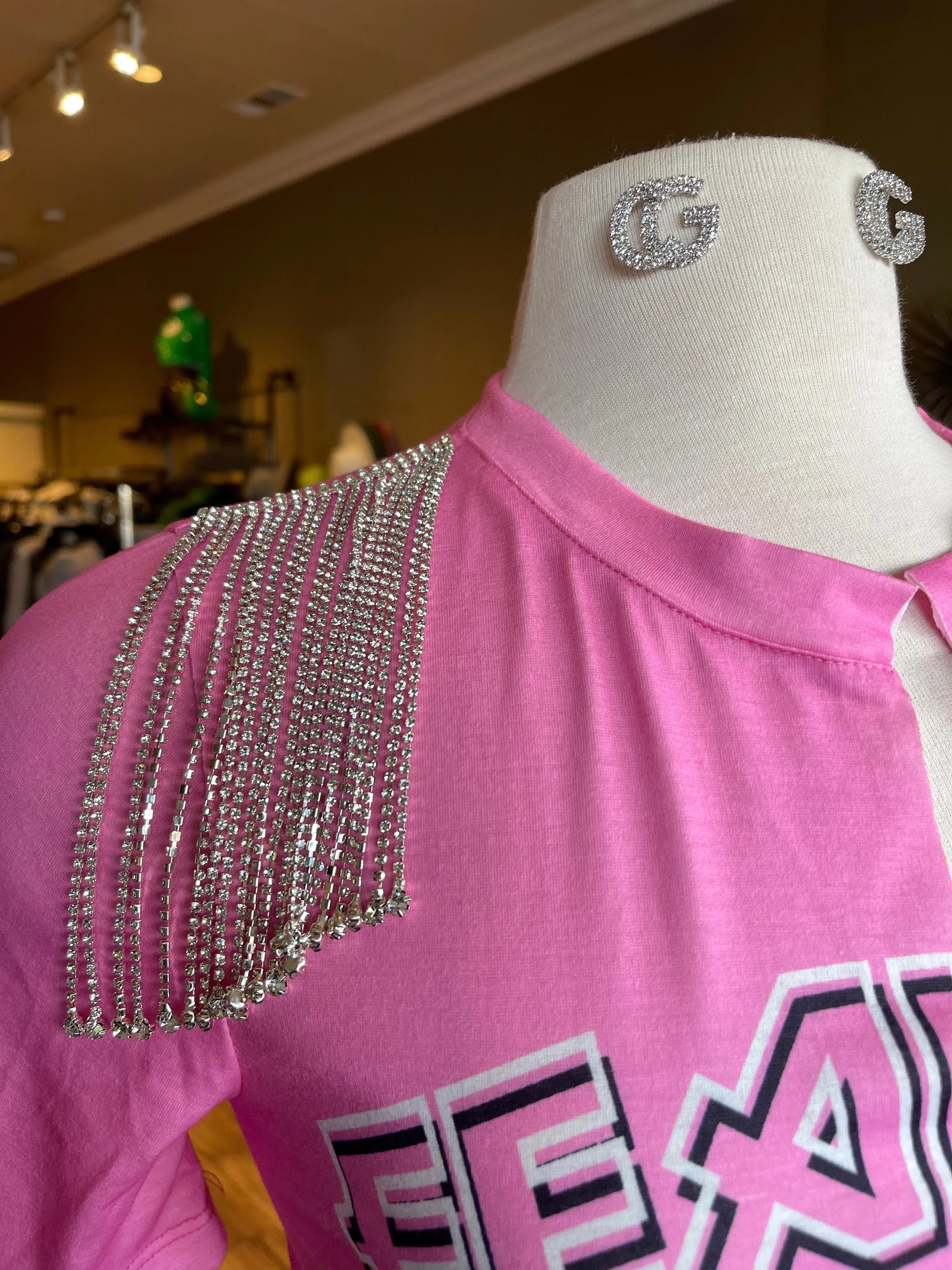 Rhinestone Graphic Casual Top
