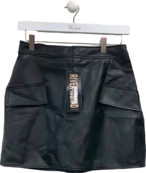 River Island Black Faux Leather Mini Skirt UK 8