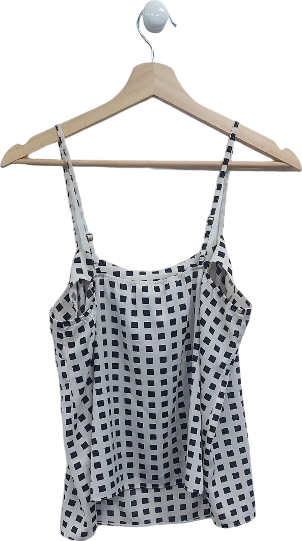 River Island White Checkered Cami Top UK 12