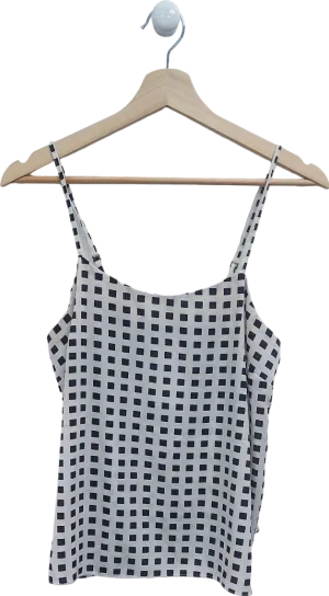 River Island White Checkered Cami Top UK 12